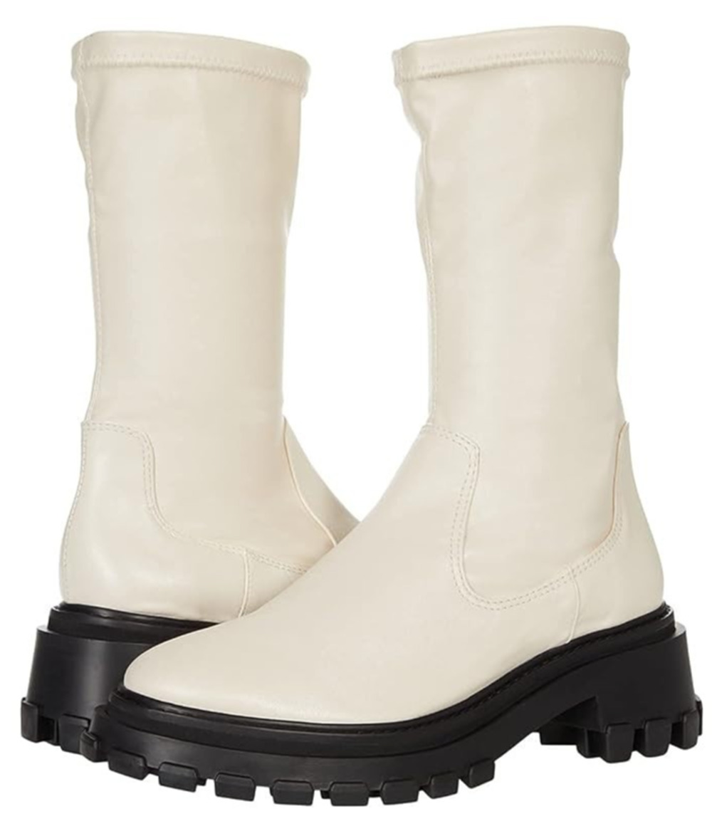 Schutz Lug Sole Soft Leather Stretch Ankle Boots Egg Shell 9.5 M